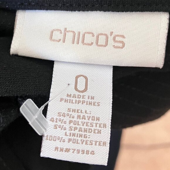 CHICOS Short Sleeve Button Detail Vintage Look Shirt Dress Size 0 Black - Picture 2 of 13